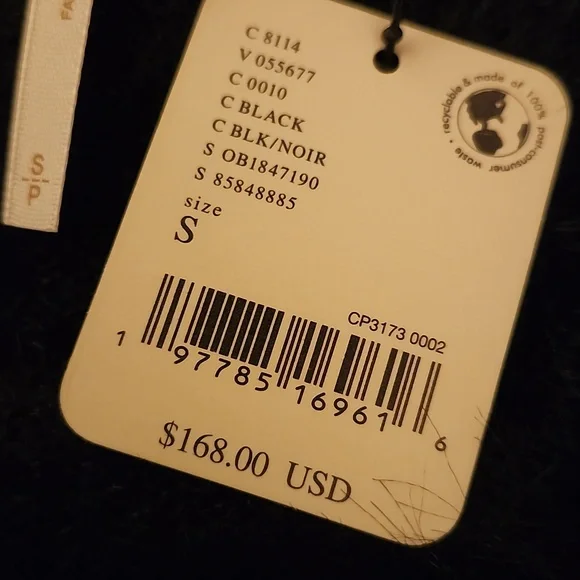 NWT Free People Harrison Bunny Crew Sweater Black Oversized S - Picture 6 of 6